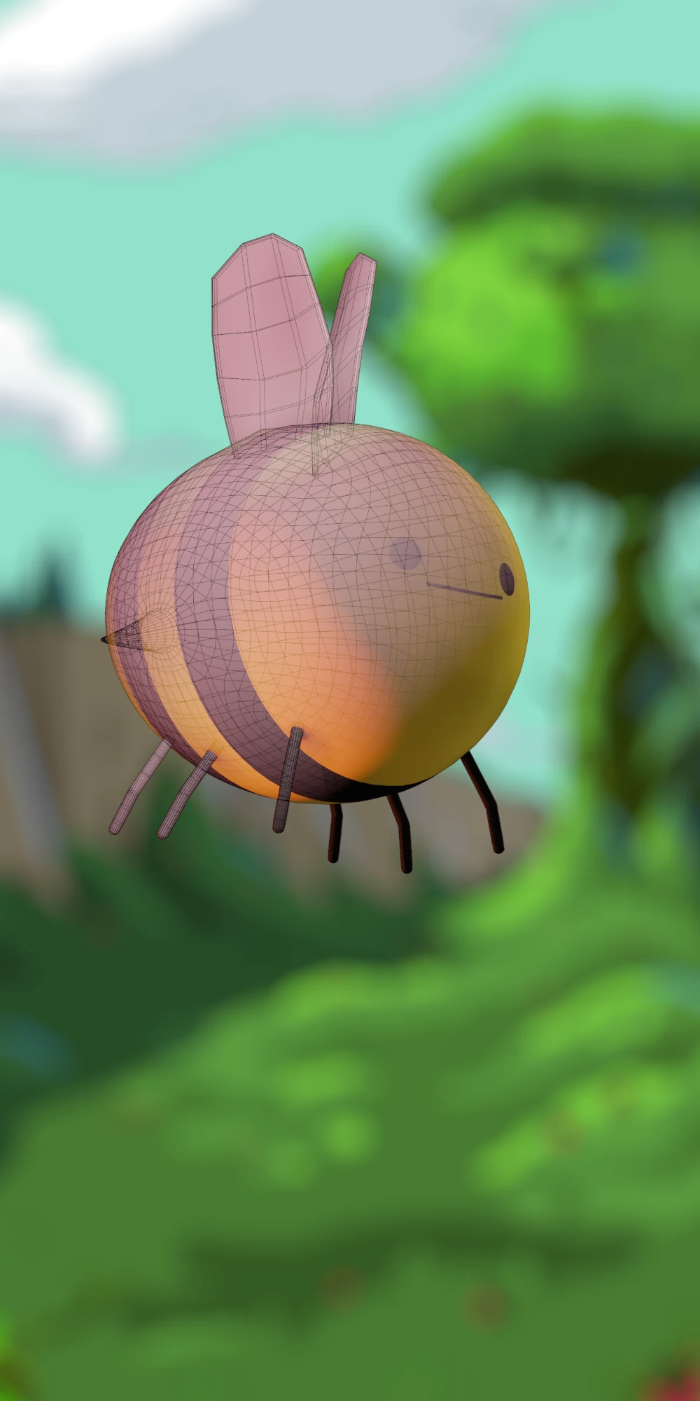 A stylistic bee flying