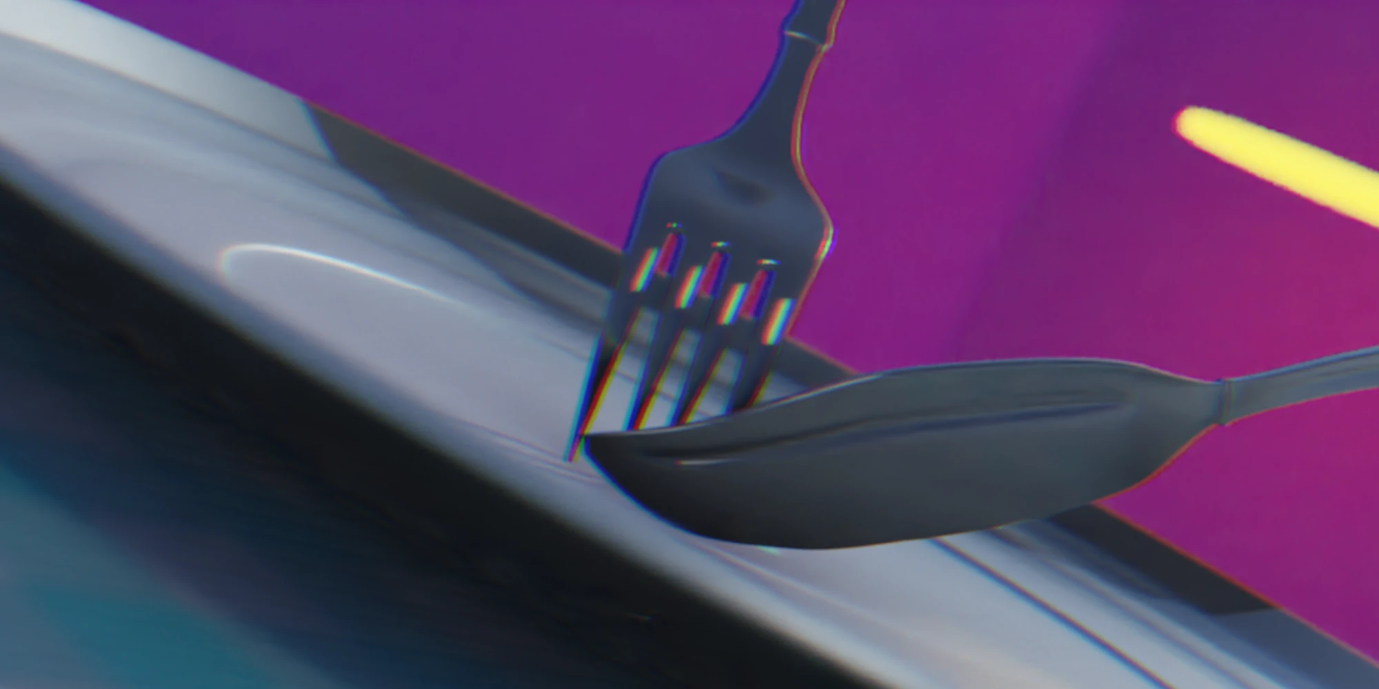 Fork and knife grazing on porcelain